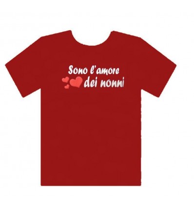T-shirt bambino “Amore dei nonni” colore rosso 