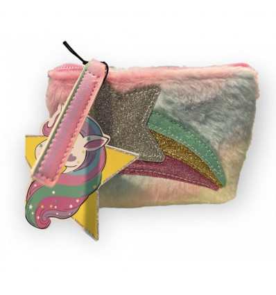 Furry coin purse rainbow TRI COASTAL 