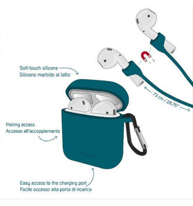Air'n go- case and cord setfor airpods 1/2 - petrol blue