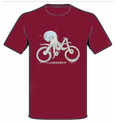 T-shirt Polpo Bicicletta con scritta Sardegna