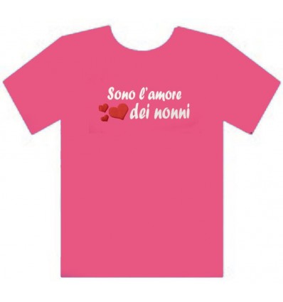 T-shirt bambino “Amore dei nonni” colore fuxia